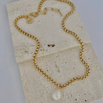 18K Gold Plated Single Pearl Necklace
