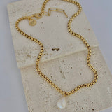 18K Gold Plated Single Pearl Necklace
