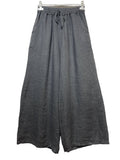 100% Linen Wide Leg Palazzo Pants in White