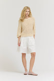 100% Cotton Textured Knit Tee in Cream