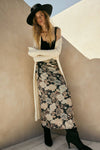 Floral Print Mesh Fitted Maxi Skirt