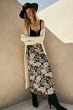 Floral Print Mesh Fitted Maxi Skirt