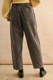 100% Cotton Washed Effect Corduroy Pants in Brown