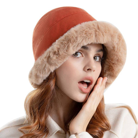 Furry Bucket Hat in Brick