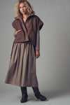 Quilted Collar Boxy Sherpa Vest in Black