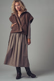 Quilted Collar Boxy Sherpa Vest in Black