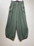 100% Linen Bubble Pants in Sage Green