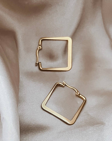 18K Gold Plated Square Hoop Earrings