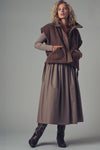 Quilted Collar Boxy Sherpa Vest in Black