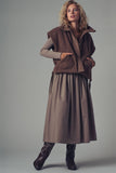 Quilted Collar Boxy Sherpa Vest in Black