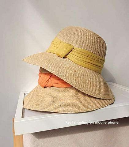 Summer Straw Hat With Ribbon