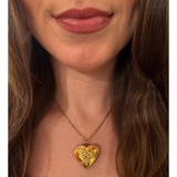 Stainless Steel Necklace with 18K Gold PVD Coated Rose Heart Locket