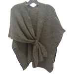 Knit Crossover Cape with Loop in Dark Olive