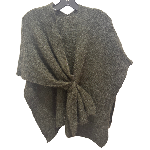 Knit Crossover Cape with Loop in Dark Olive