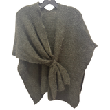 Knit Crossover Cape with Loop in Beige