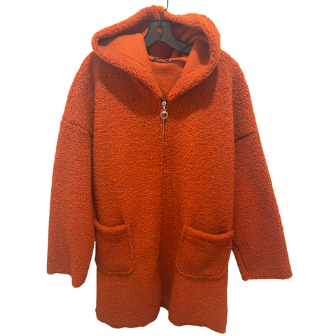 Plush Teddy Coat in Rust