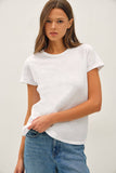 100% Cotton Garment Dyed Slub Tee in White