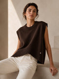 Boxy Knit Vest in Dark Brown