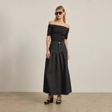 Denim Maxi Skirt in Washed Black