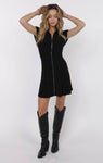 Zip Front Dress in Black