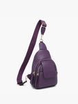 Sling Bag with Flapover Pocket in Dark Ruby