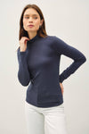 Mock Neck Knit Long Sleeve in Choco