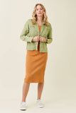Washed French Terry Jacket in Green Tea