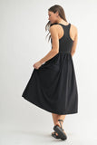 Rib Tank Midi Dress in Black