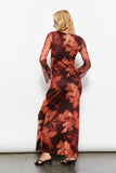 Floral Print Mesh Maxi Dress
