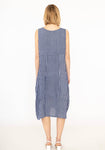 100% Linen Striped Dress in Beige