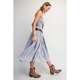 100% Cotton Strapless Smocked Midi Dress in Carolina Blue