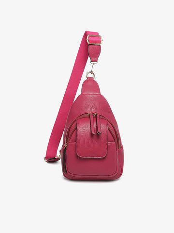 Sling Bag with Flapover Pocket in Dark Ruby