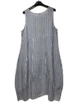100% Linen Striped Dress in Beige