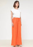 100% Linen Wide Leg Palazzo Pants in Beige