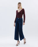 High Rise Dark Wash Ankle Wide Leg Jeans