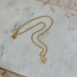 18K Gold Plated Over Stainless Steel Sunburst Sunrise Necklace