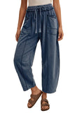 Mineral Wash Barrel Fit Utility Knit Pants in Midnight