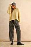 100% Cotton Washed Effect Corduroy Pants in Brown