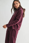 Everyday Hoodie with Raw-Edge Hem in Dark Plum