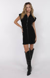 Zip Front Dress in Black