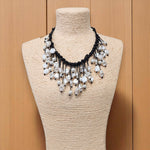 Pearl Bib Necklace with Leather Cord