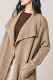 Soft Knit Drape Collar Cardigan in Mocha Brown