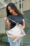 Three Compartment Tassel Hobo Bag in Olive