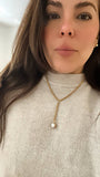 18K Gold Plated Over Stainless Steel Pearl Lariat Necklace