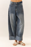 Striped Barrel Carpenter Culotte Pants in Washed Brown
