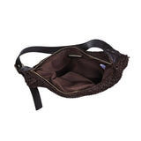 Crescent Hobo Bag with Woven Texture in Chocolate