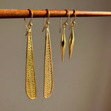 Gold Plated Bamboo Weave Shoulder Duster Earrings