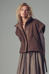 Quilted Collar Boxy Sherpa Vest in Black