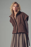 Quilted Collar Boxy Sherpa Vest in Black