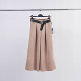 Corduroy Skirt with Belt in Brown